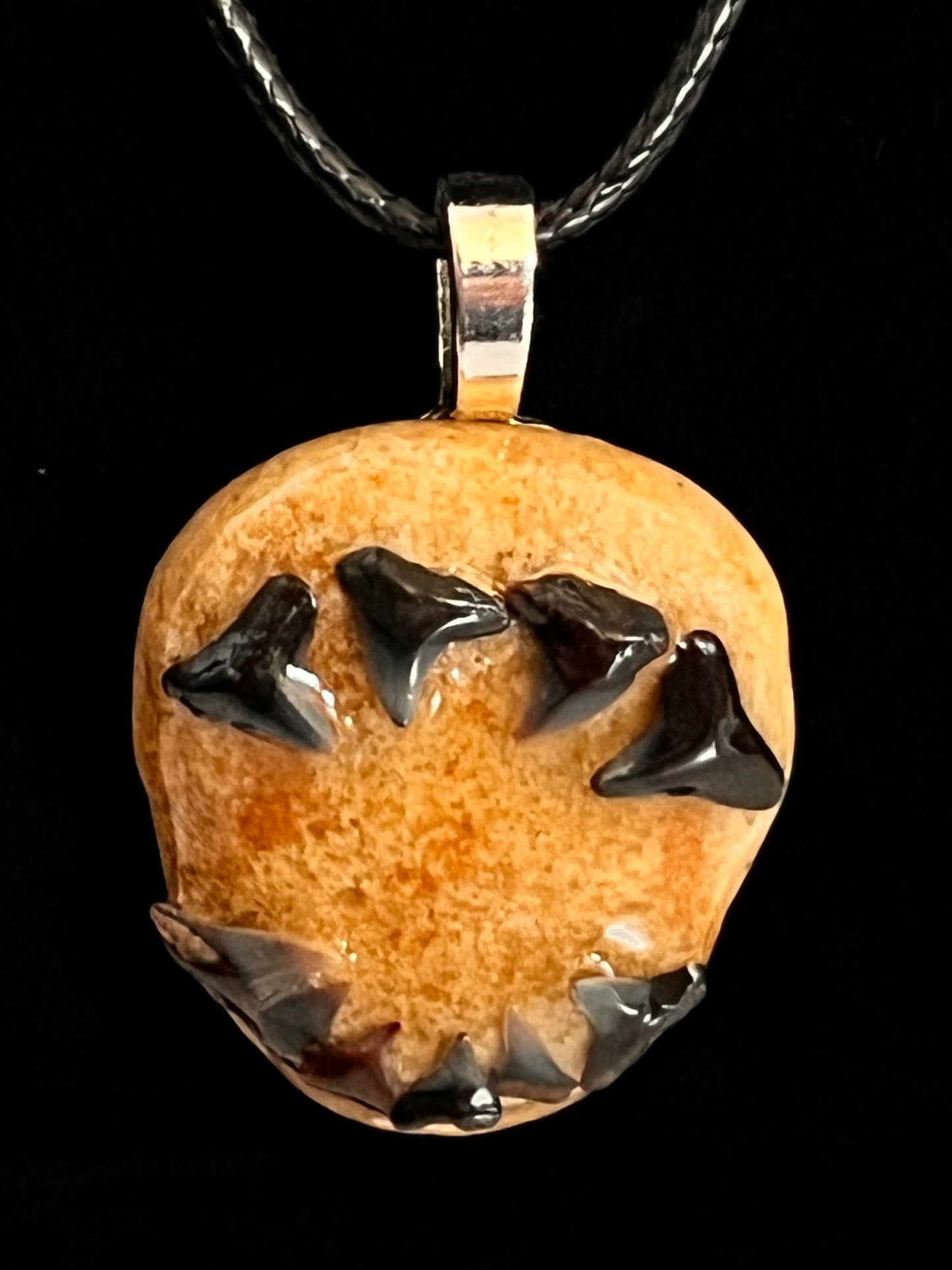 Pendant - Shark Teeth on Rock-3