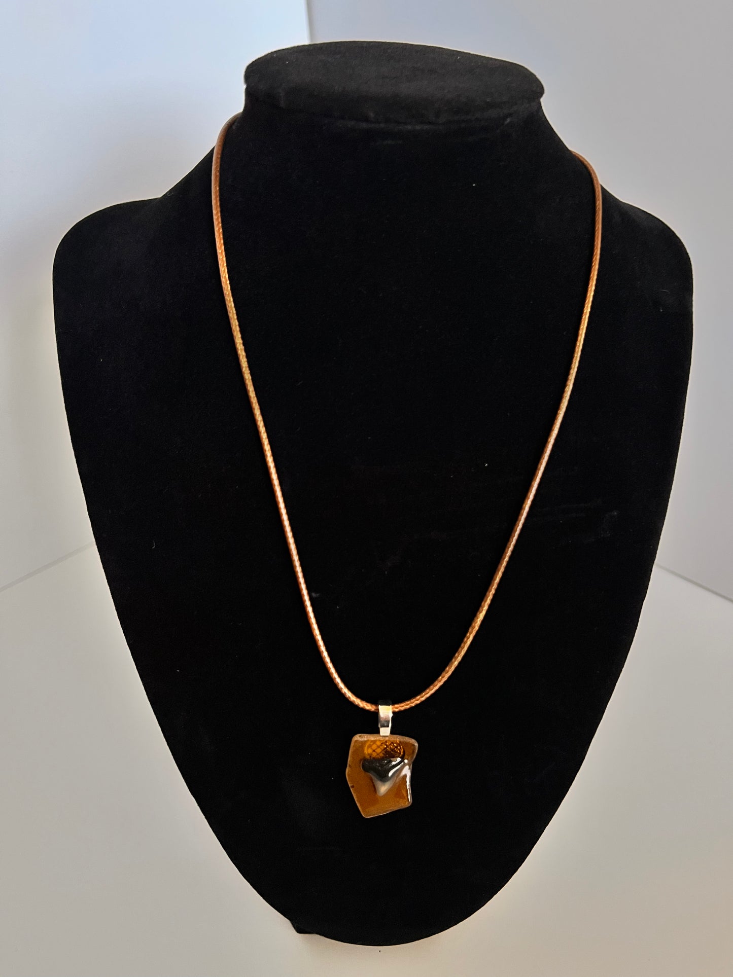 Pendant - Shark Teeth on Sea Glass-1