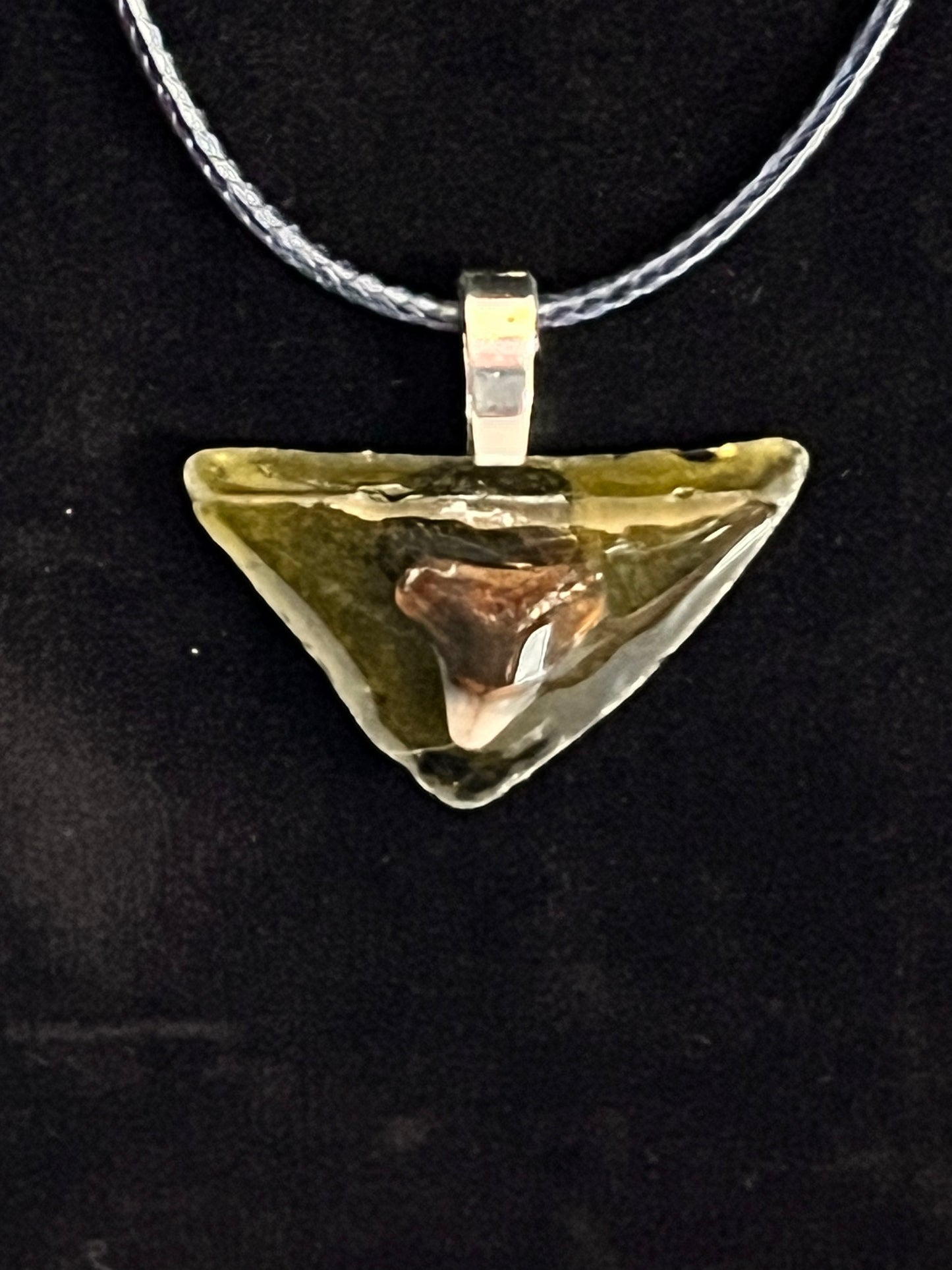 Pendant - Shark Teeth on Sea Glass-2