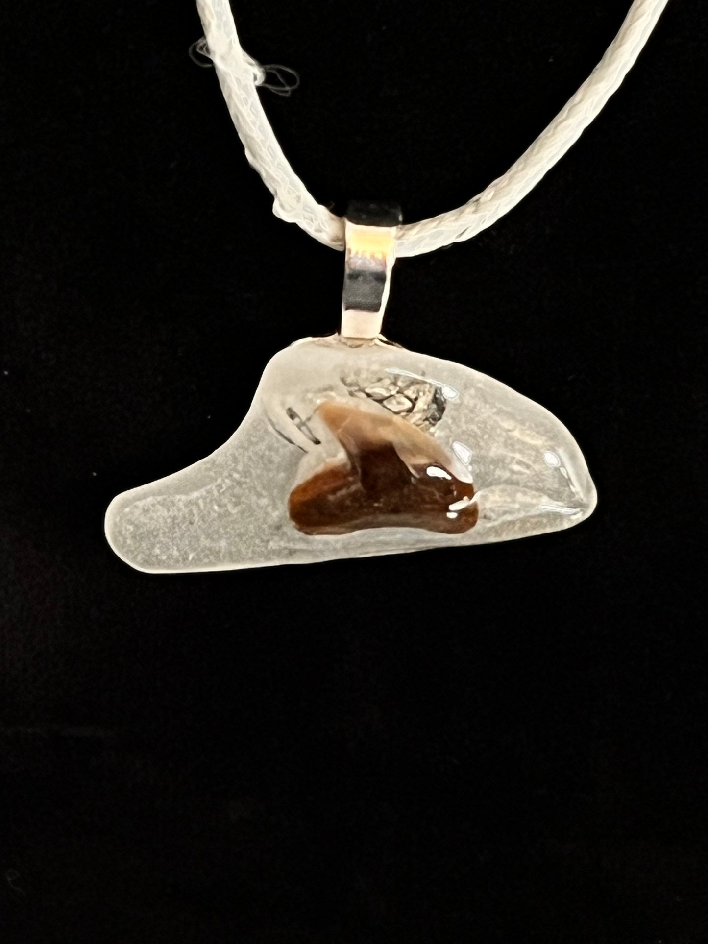 Pendant - Shark Teeth on Sea Glass-3
