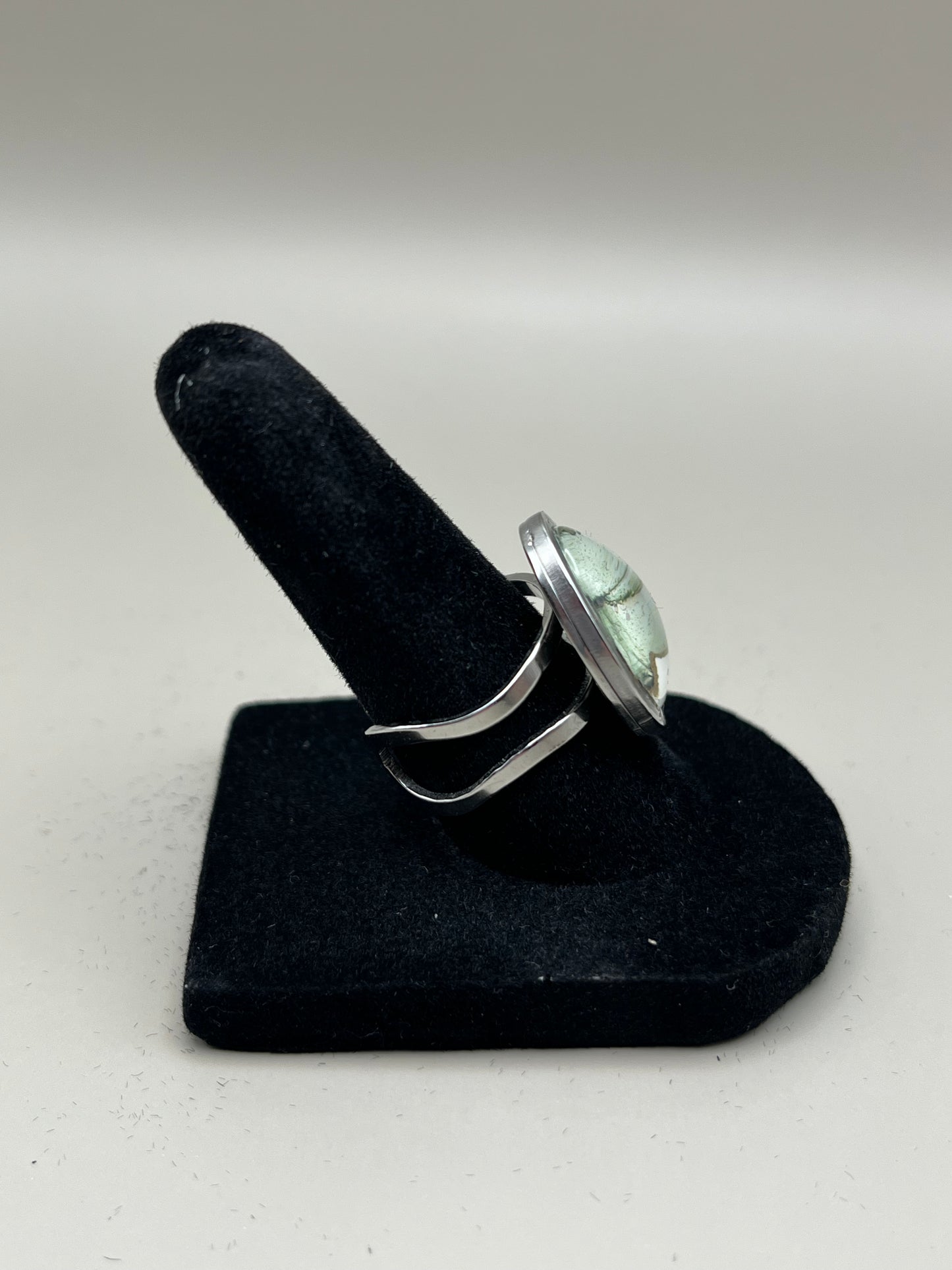 Alcohol Ink Ring - Oval Bezel, Gray-2