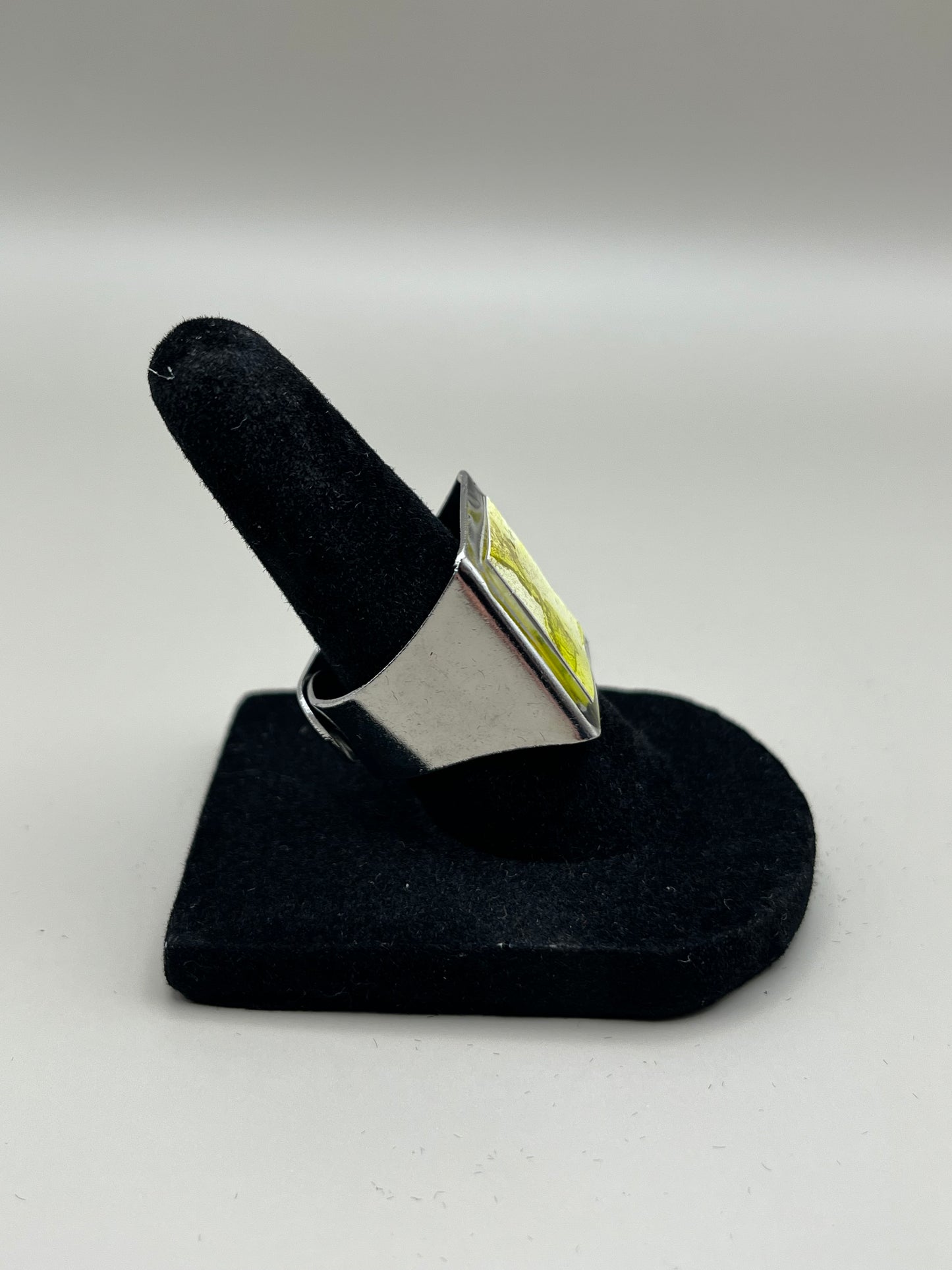 Alcohol Ink Ring - Rectangle, Leaf-2