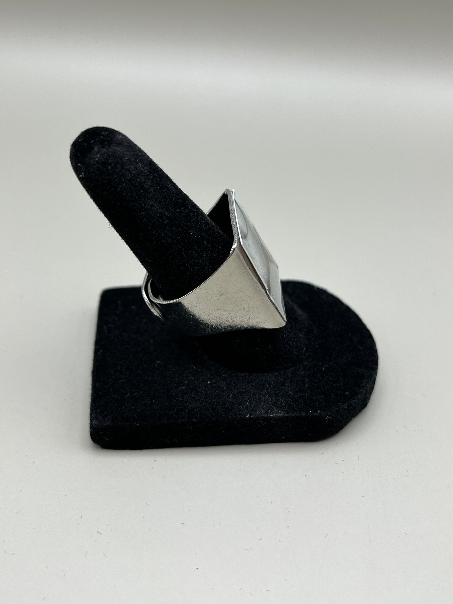 Alcohol Ink Ring - Rectangle, Gray-3