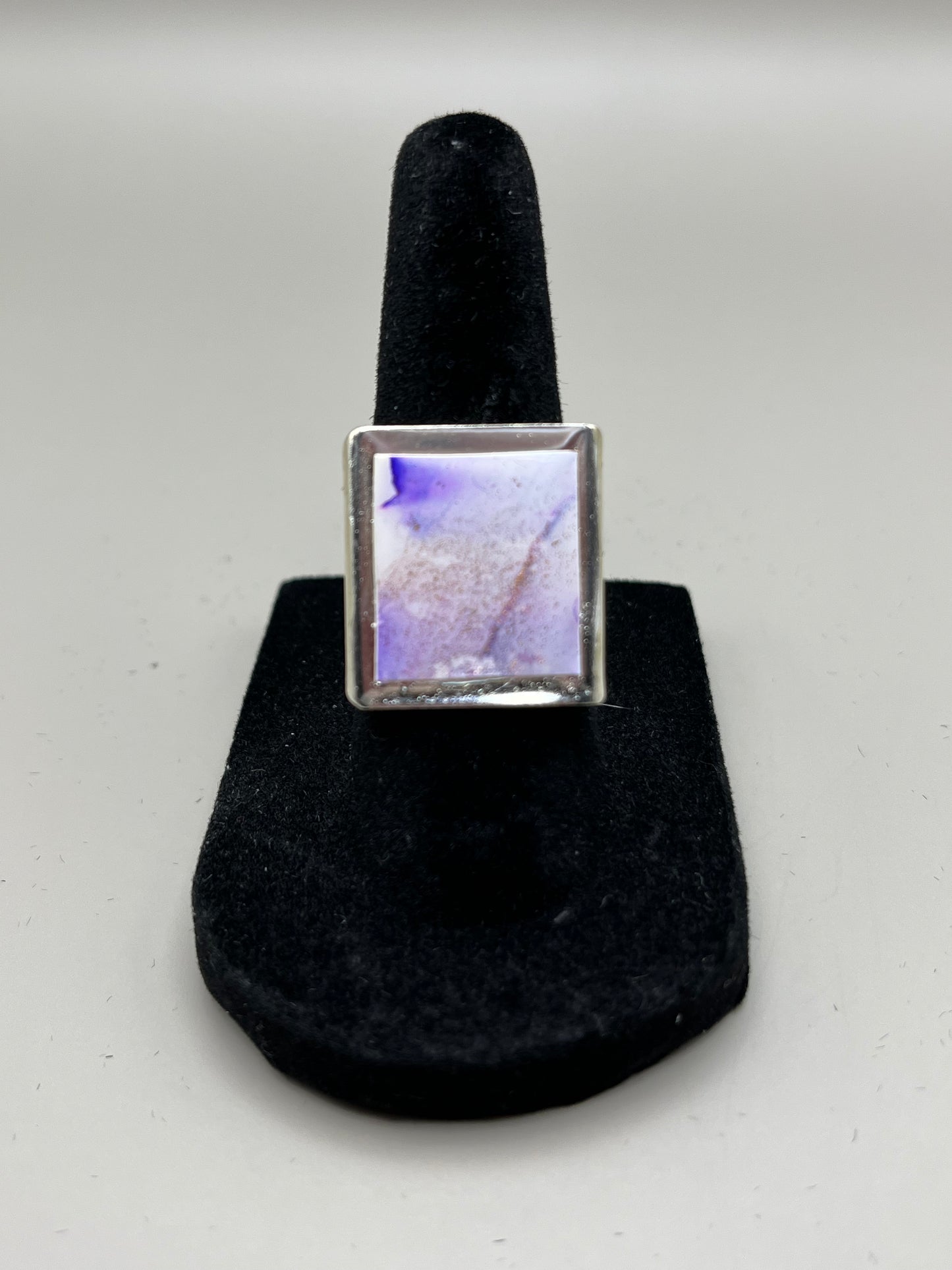 Alcohol Ink Ring - Rectangle, Purple-1