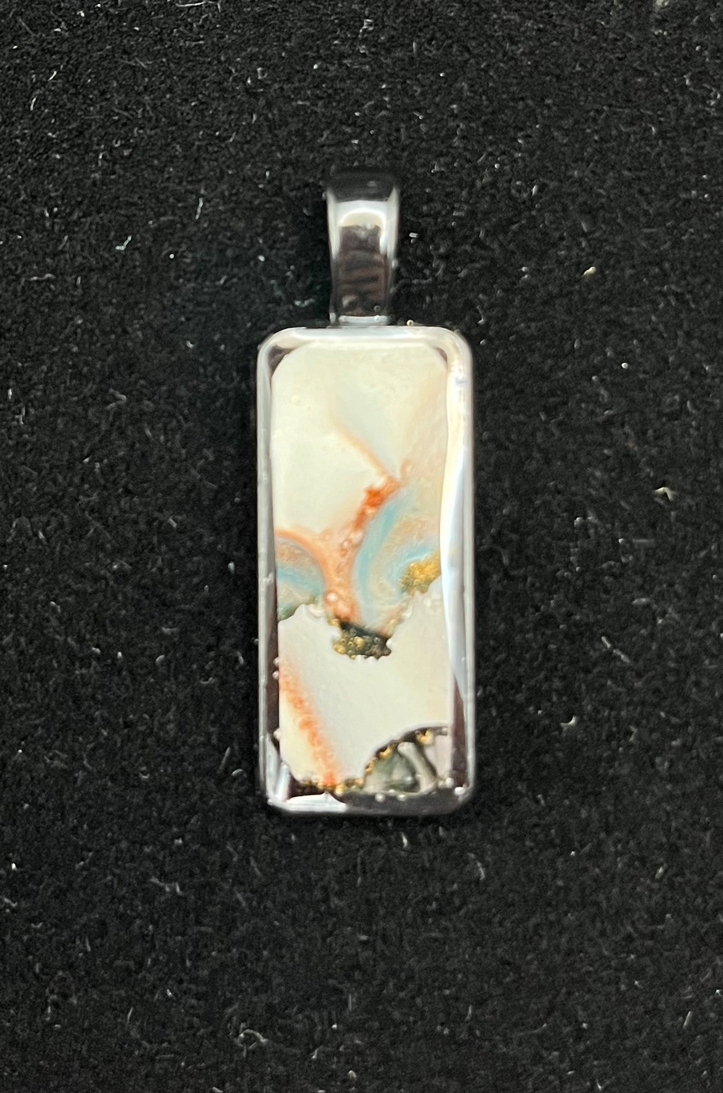 Alcohol Ink Pendant - Rectangle, Black/Gray-3
