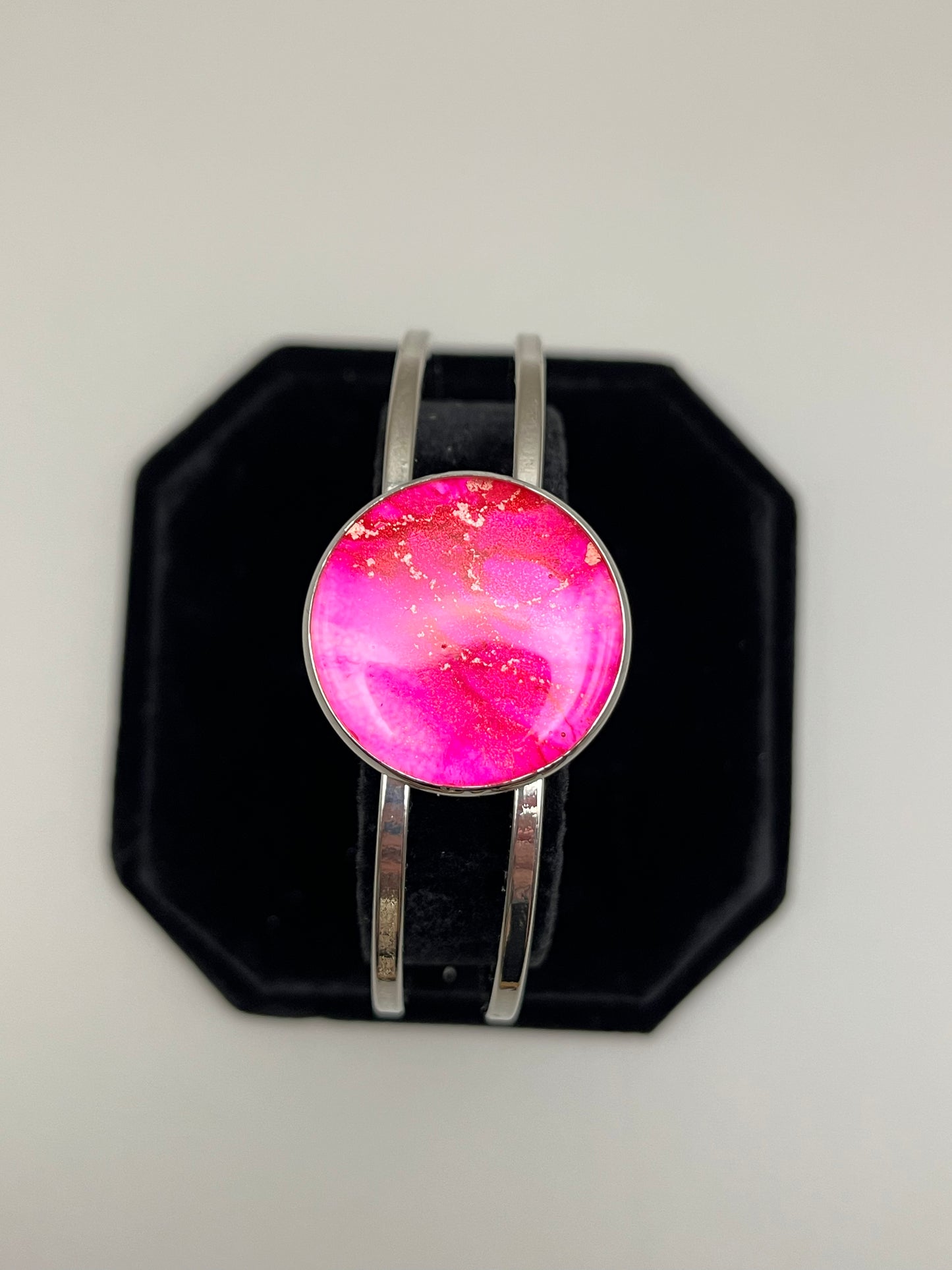 Alcohol Ink Bracelet - Round, Pink-1