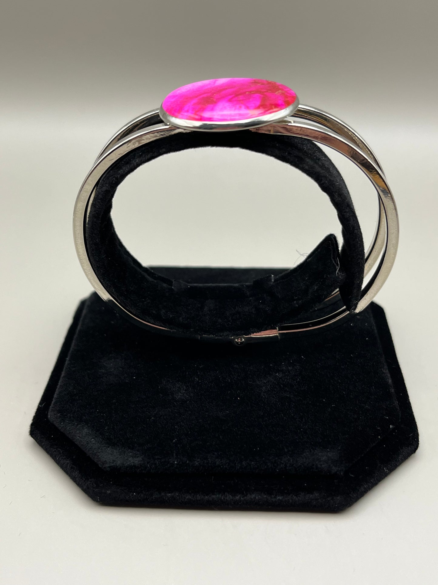 Alcohol Ink Bracelet - Round, Pink-1