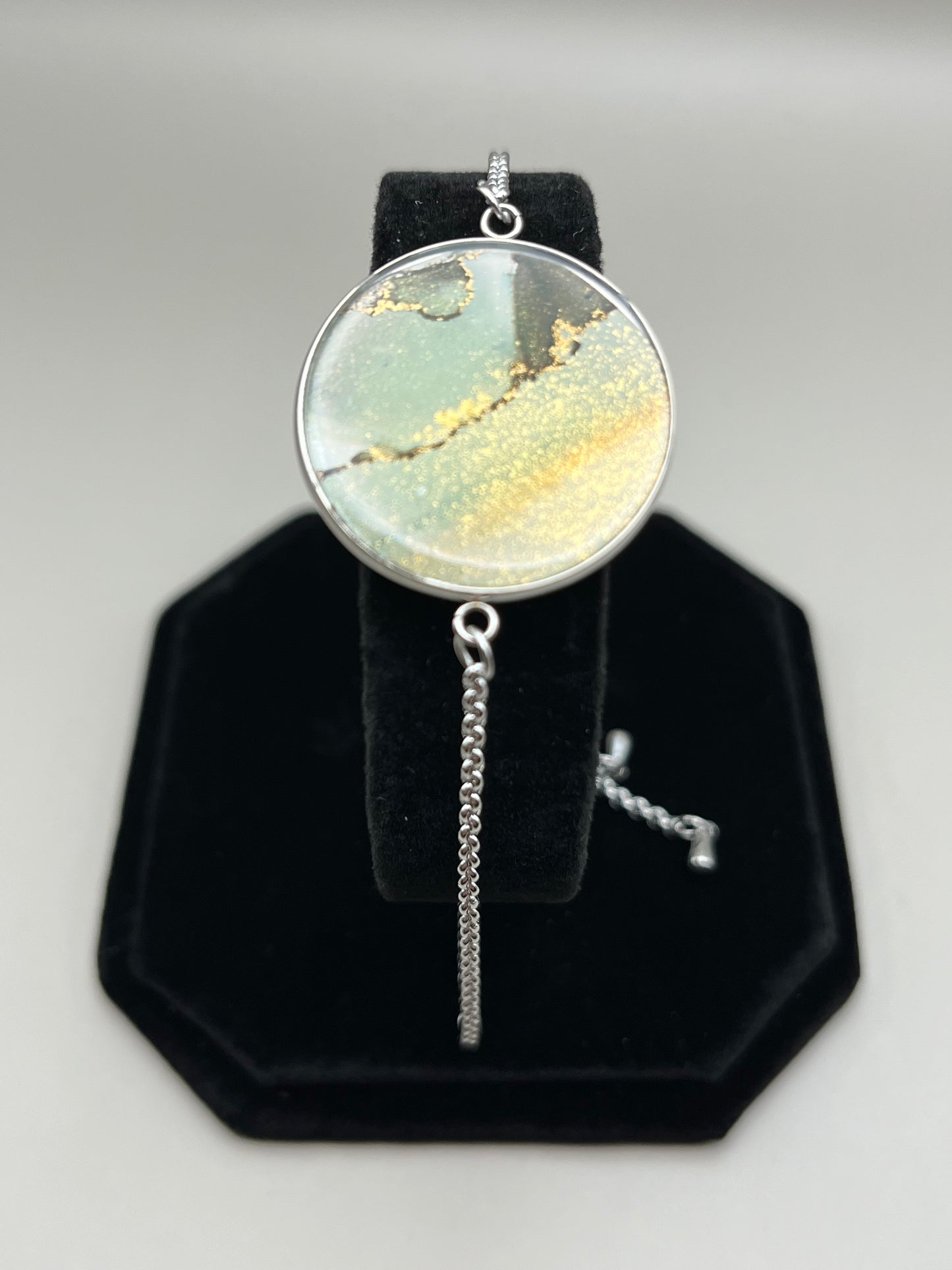 Alcohol Ink Bracelet - Round, Gray-2