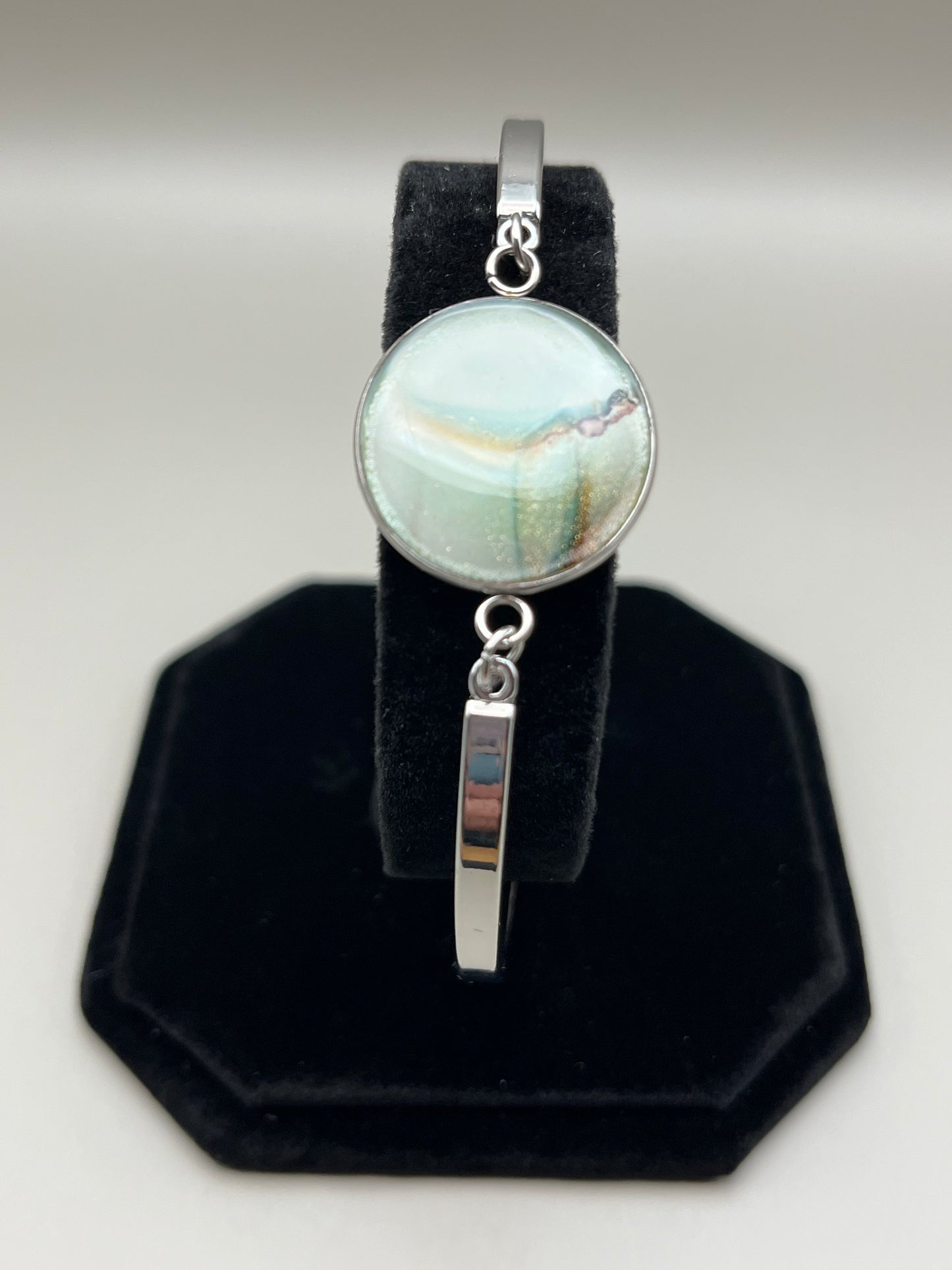 Alcohol Ink Bracelet - Round, Gray-6