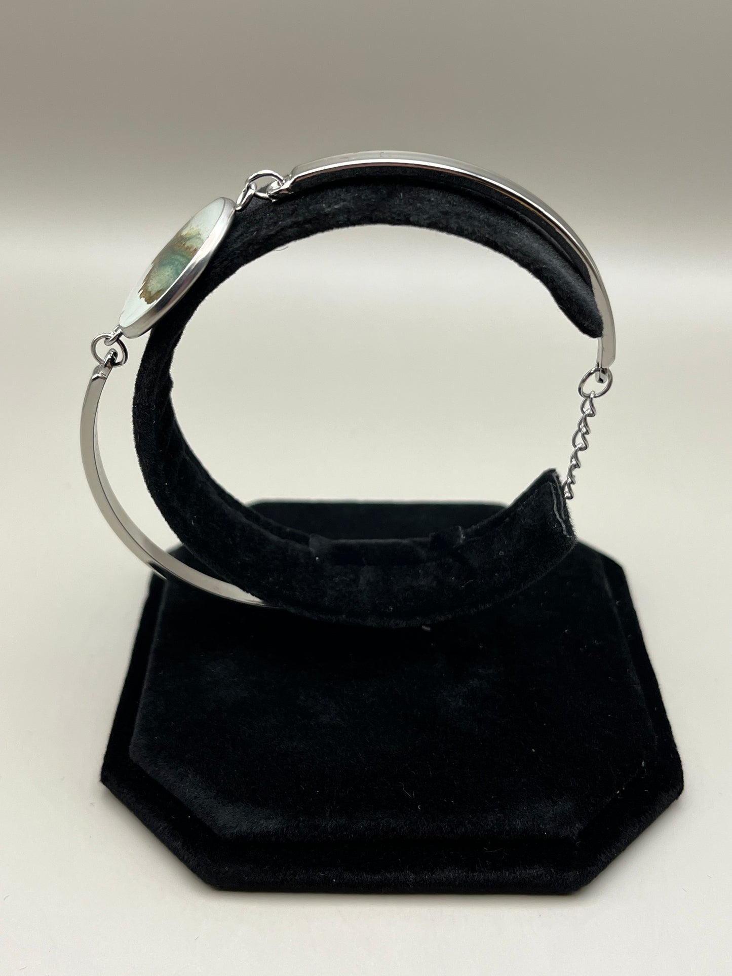 Alcohol Ink Bracelet - Round, Gray-5