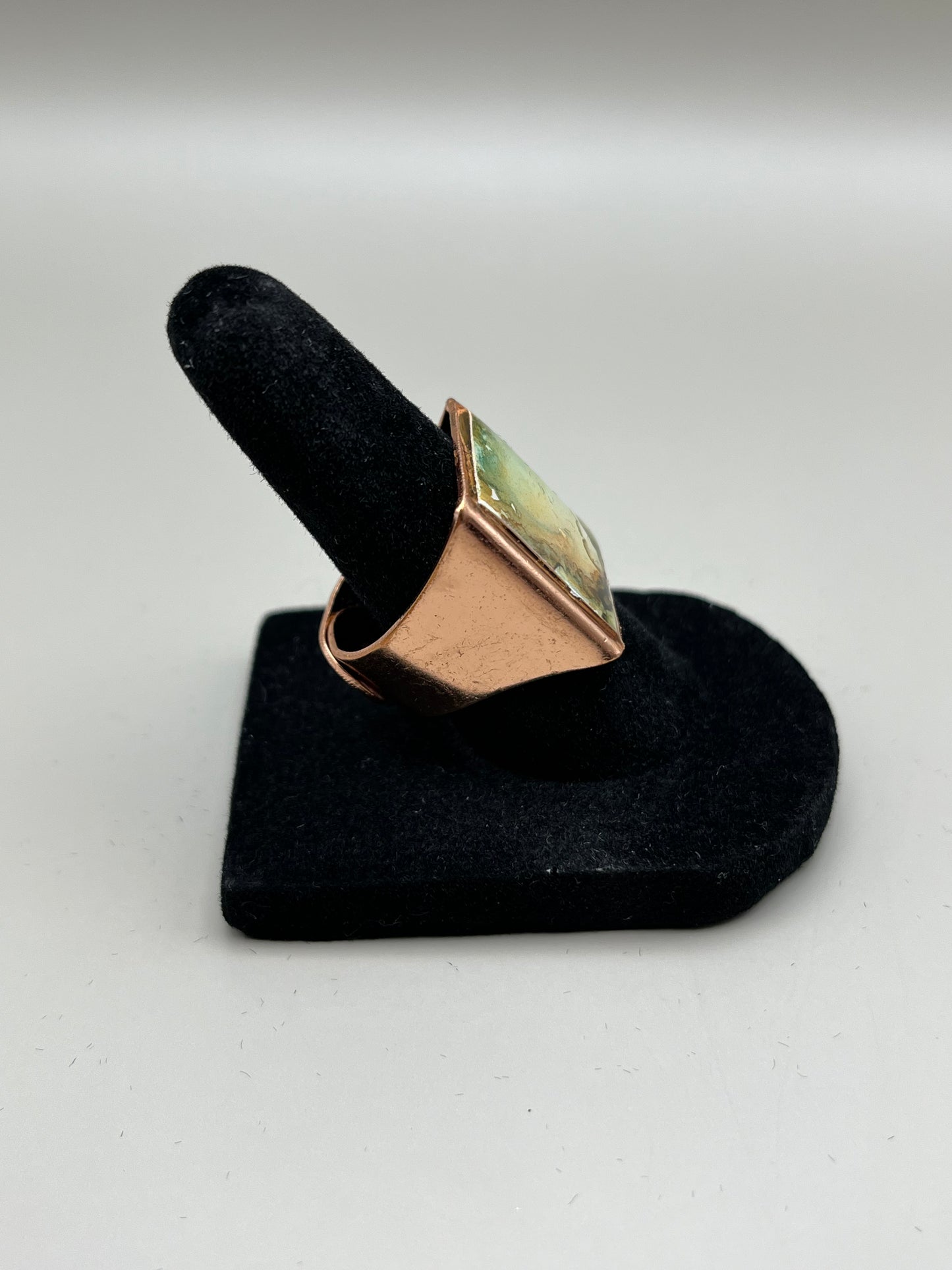 Alcohol Ink Ring - Rectangle, Brown/Green-2
