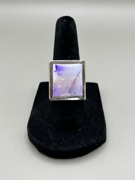 Alcohol Ink Ring - Rectangle, Purple-1
