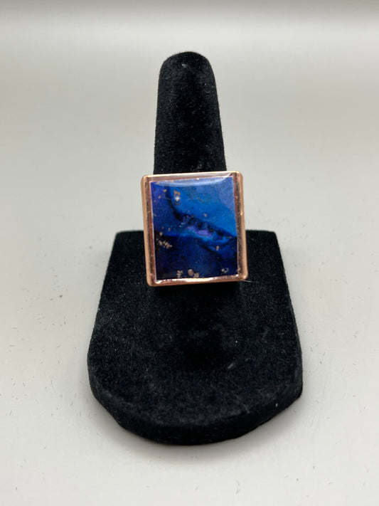 Alcohol Ink Ring - Rectangle, Blue-2