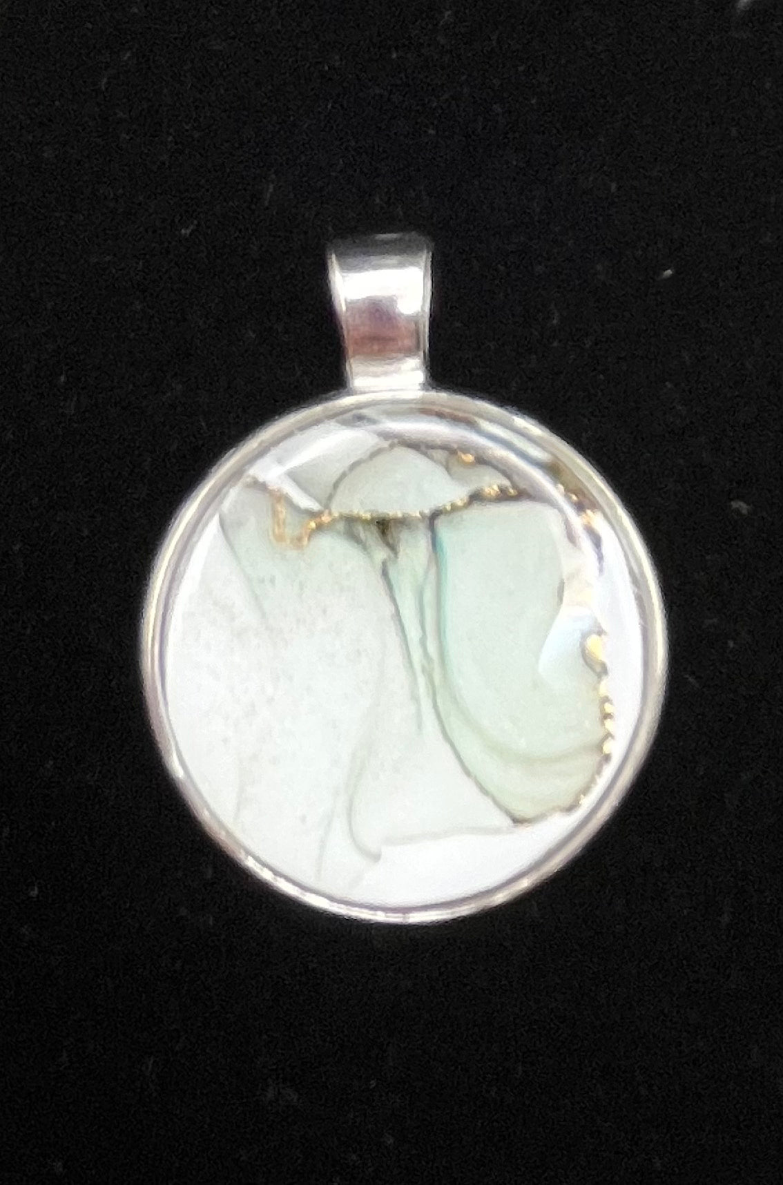 Alcohol Ink Pendant - Round, Gray-2