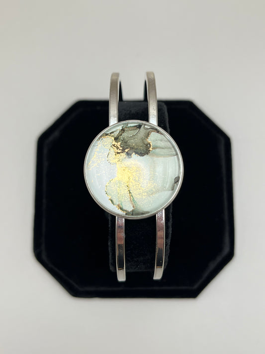 Alcohol Ink Bracelet - Round, Gray-1